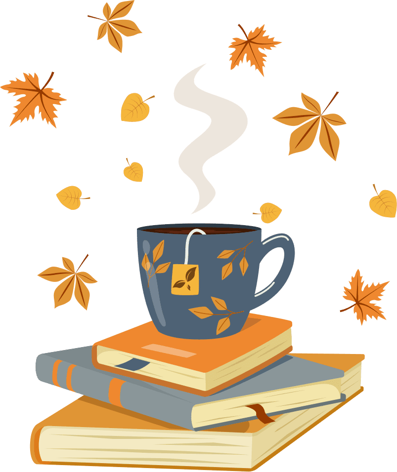 A cup of tea sitting on top of some books.