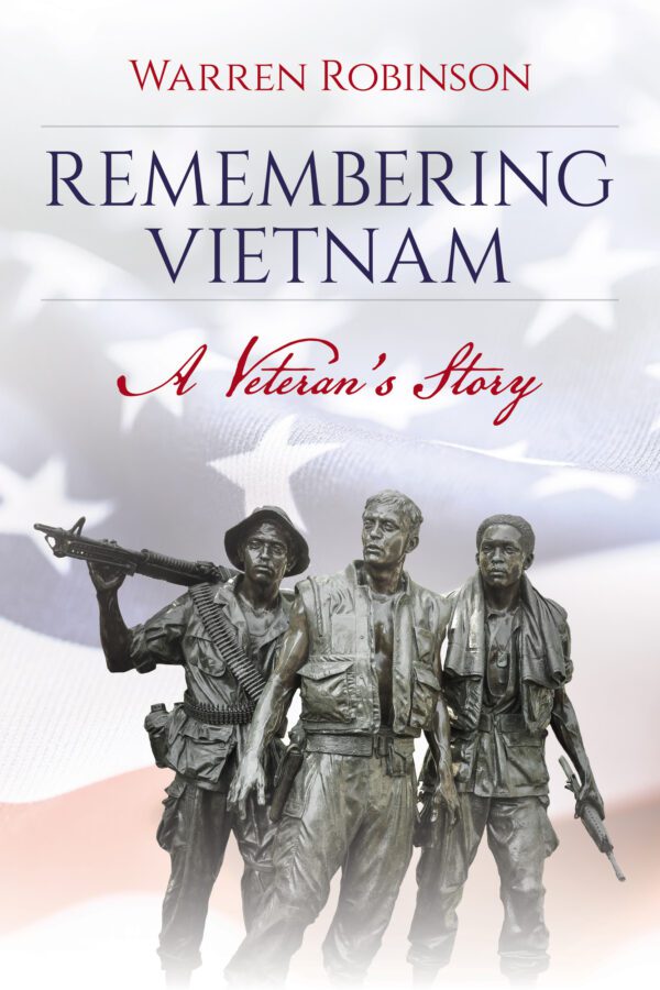 A book cover with three statues of men in uniform.