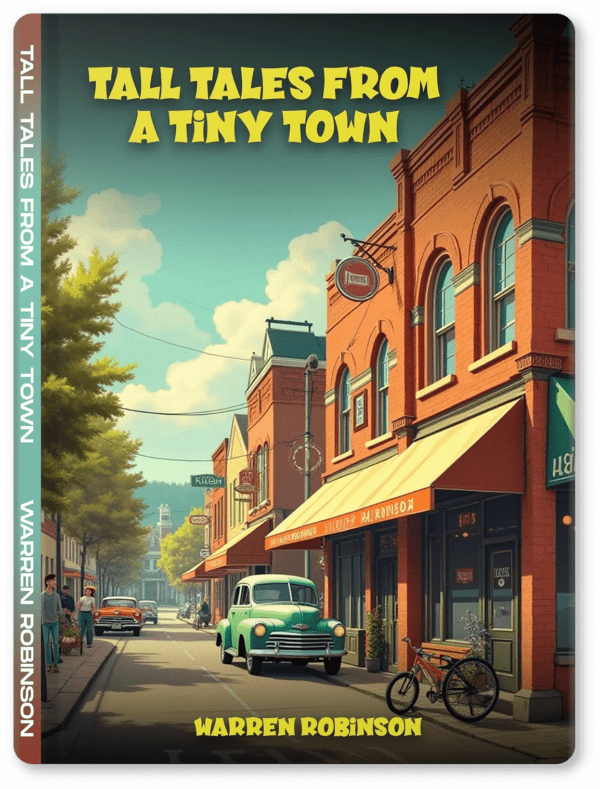 A small town with cars parked on the side of it.
