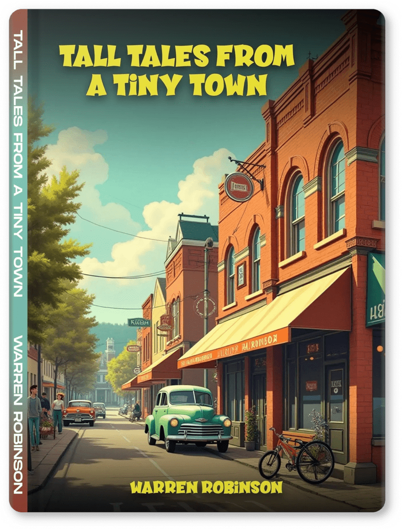 A small town with cars parked on the side of it.